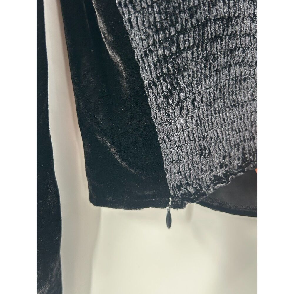 Reformation Velvet Square Neckline Black Silk Blend Puff Sleeve Blouse Top Sz 6 - Picture 3 of 6